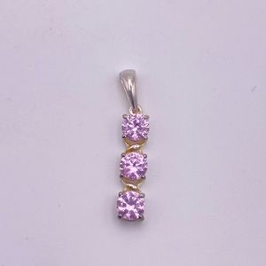 Lab Created Pink Sapphire Pendant, 925 Sterling Silver
